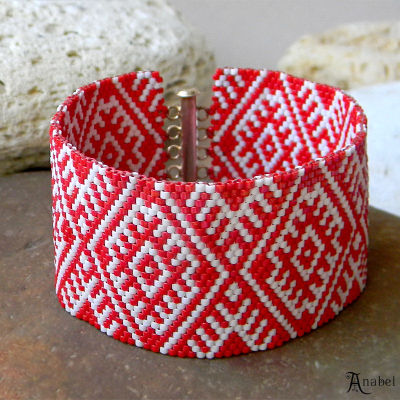 Free Peyote Pattern For Christmas Bracelet From Anabel Beads Magic