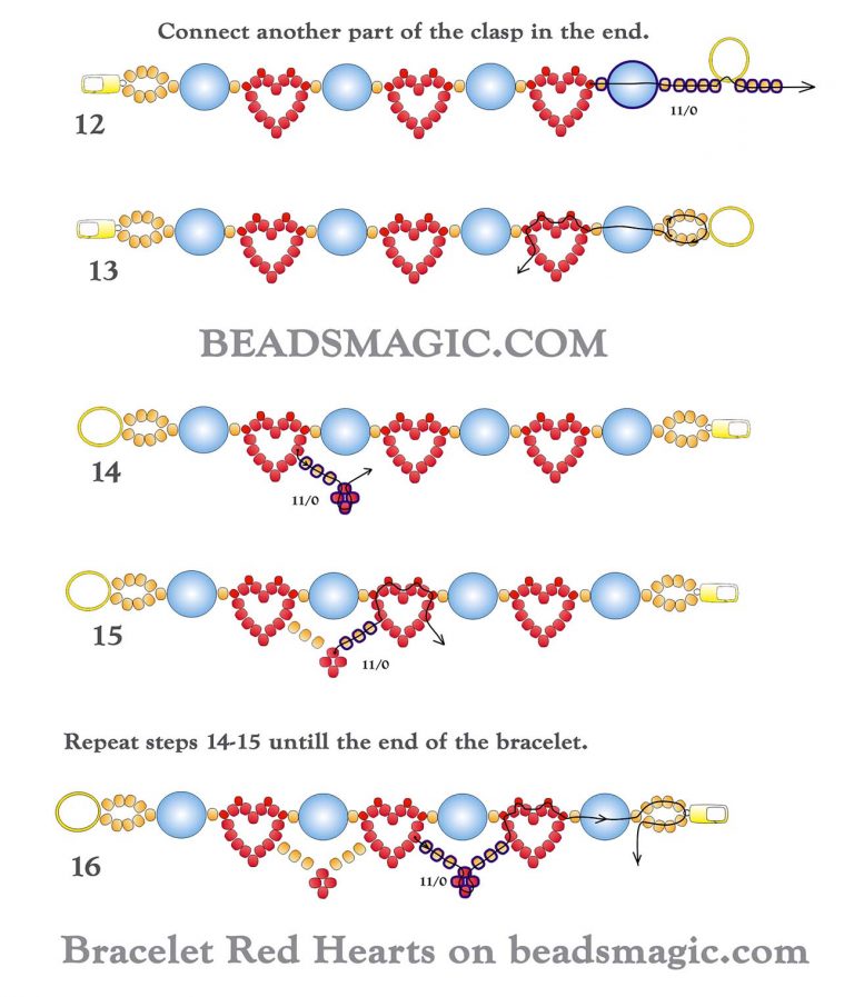 Free Pattern Video For Bracelet Red Hearts Beads Magic