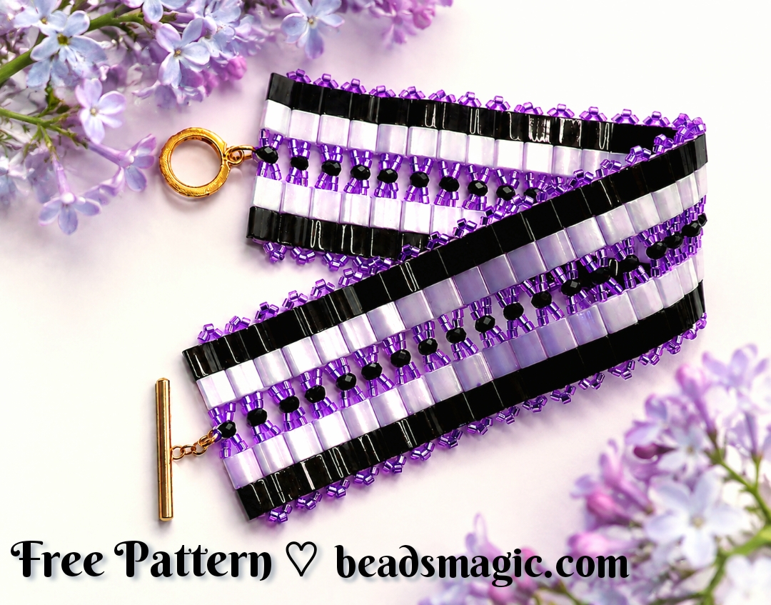 DIY bracelet, free beading pattern, beading pattern, bracelet pattern, seed bead bracelet, bead weaving, beadwork tutorial, DIY jewelry, jewelry making, seed beads, Miyuki Delica, bugle beads, beaded bracelet, bead embroidery, bead weaving tutorial, handmade bracelet, bracelet tutorial, DIY beading, bead pattern, free bead tutorial, step by step beading, beadwork, beading instructions, beading ideas, jewelry tutorial, easy beading pattern, modern bracelet, geometric bracelet, beaded jewelry, Beadsmagic