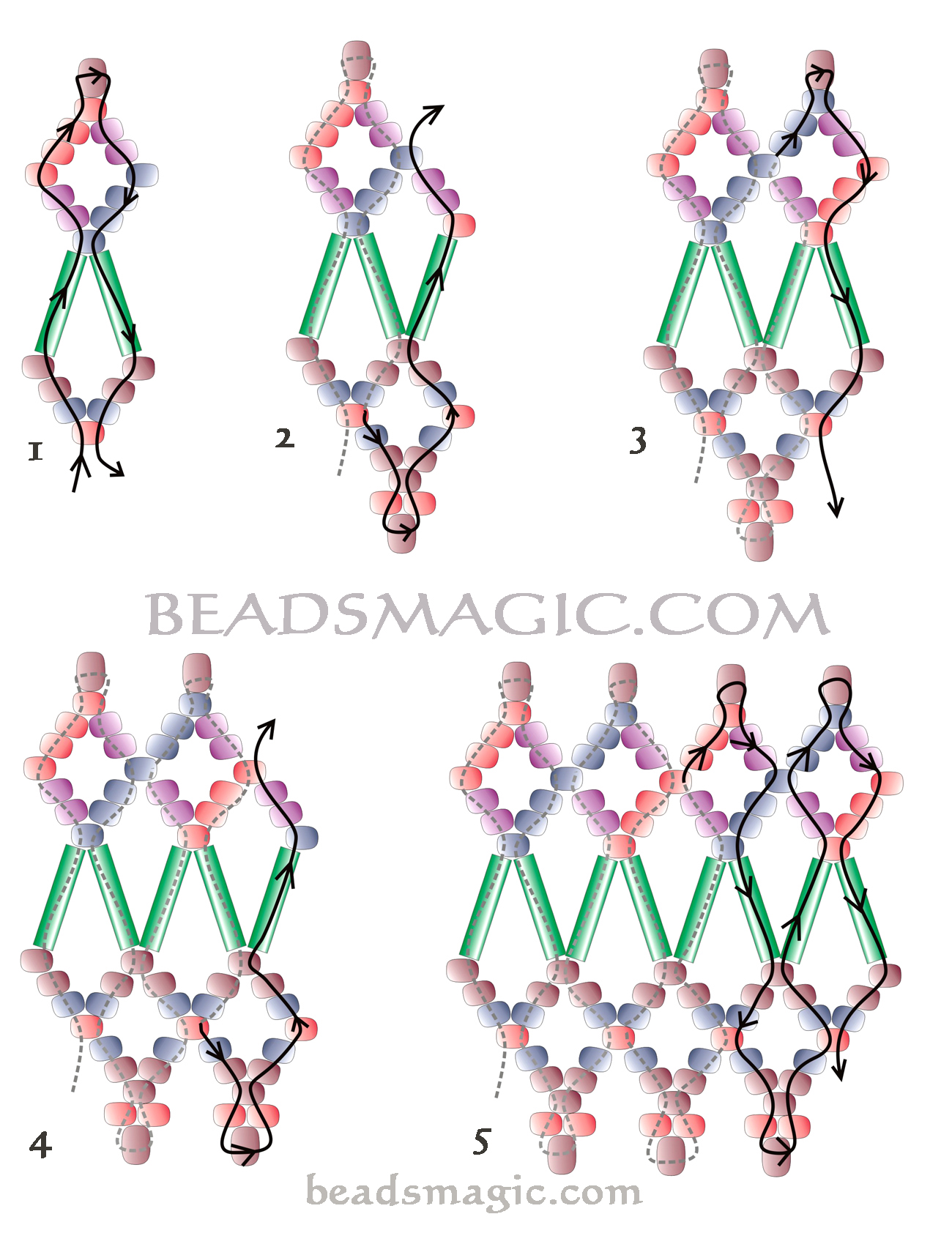 Free pattern for pretty beaded necklace Fence | Beads Magic