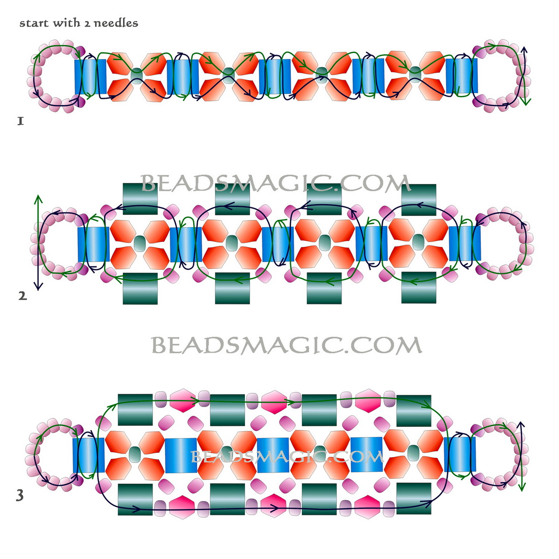 Free Pattern For Beaded Bracelet Fabiana With Tila Beads Beads Magic