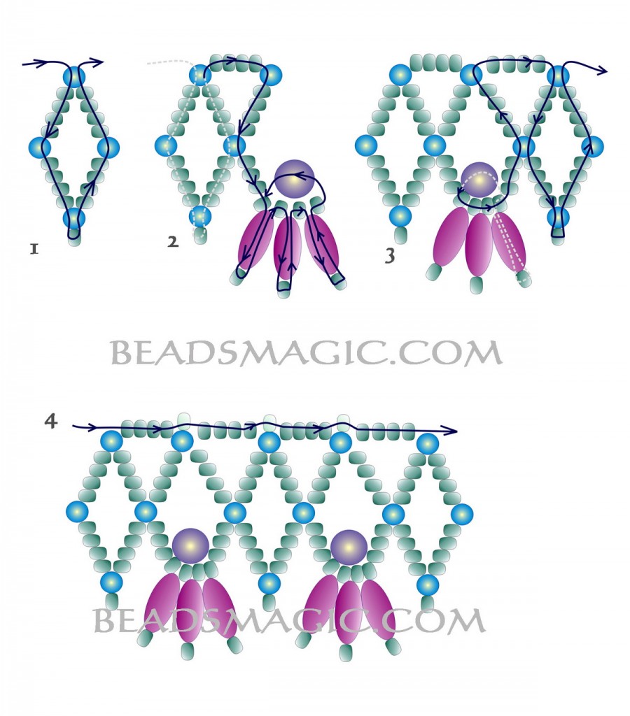 Free pattern for beautiful beaded necklace Esmeralda | Beads Magic