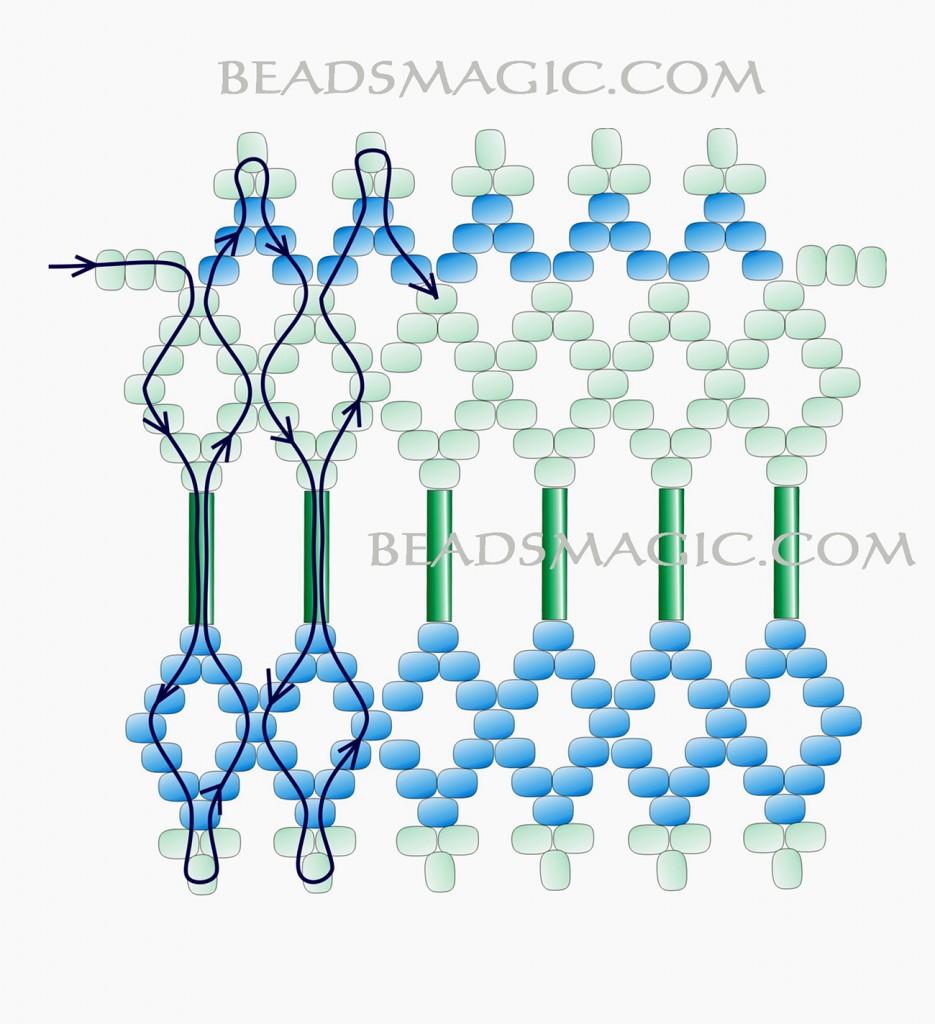 Free pattern for beaded necklace Capri with bugles Beads Magic