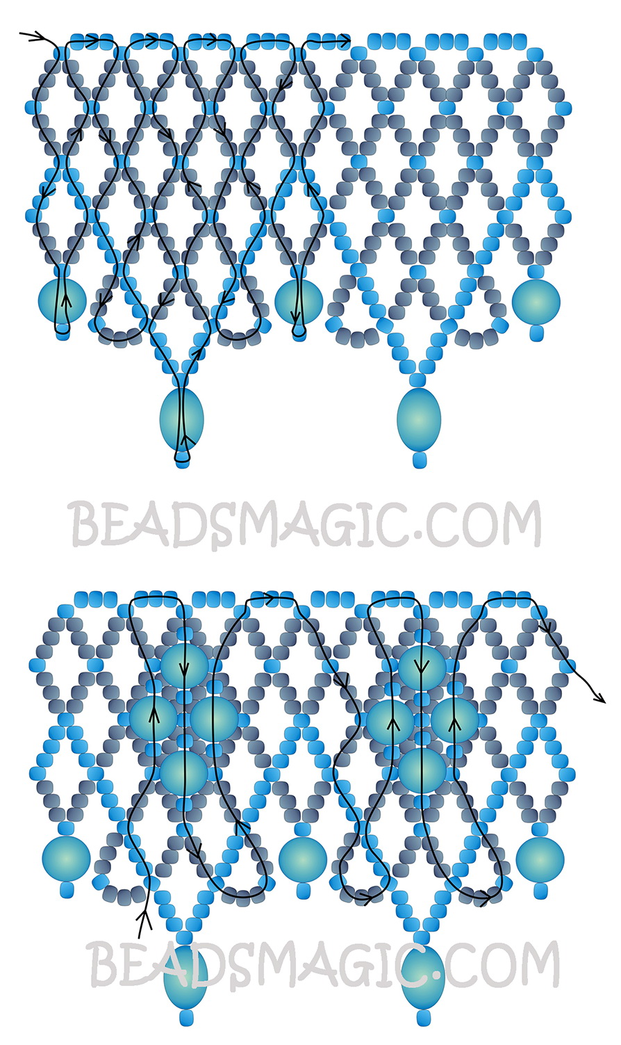 Free pattern for necklace Blue | Beads Magic