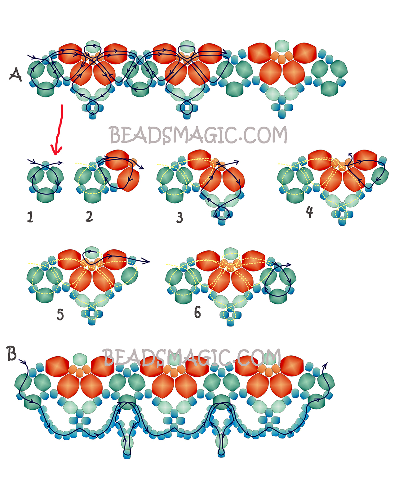 Free pattern for beaded necklace Orangina | Beads Magic