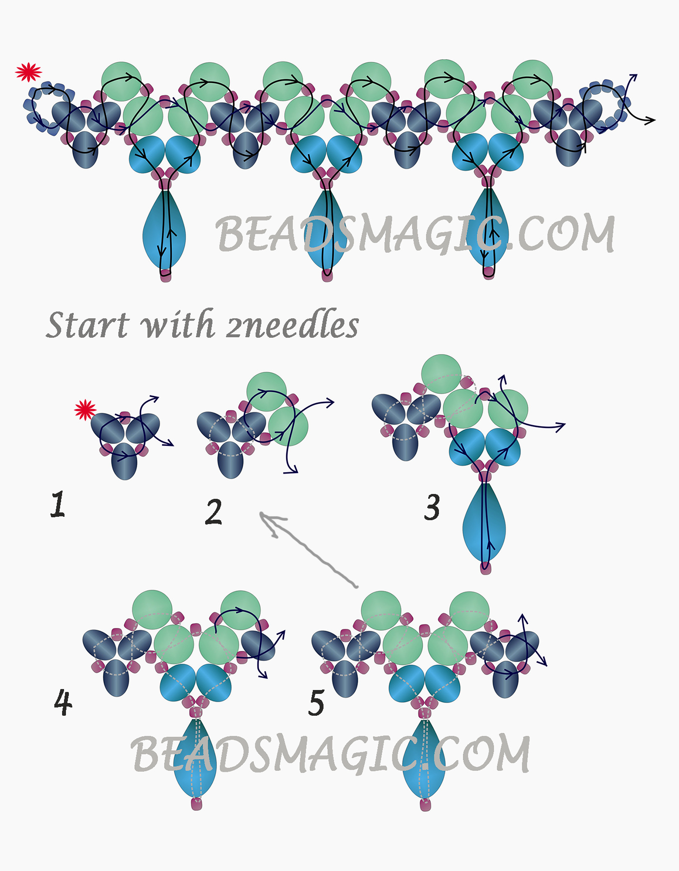 Free pattern for necklace Lina | Beads Magic