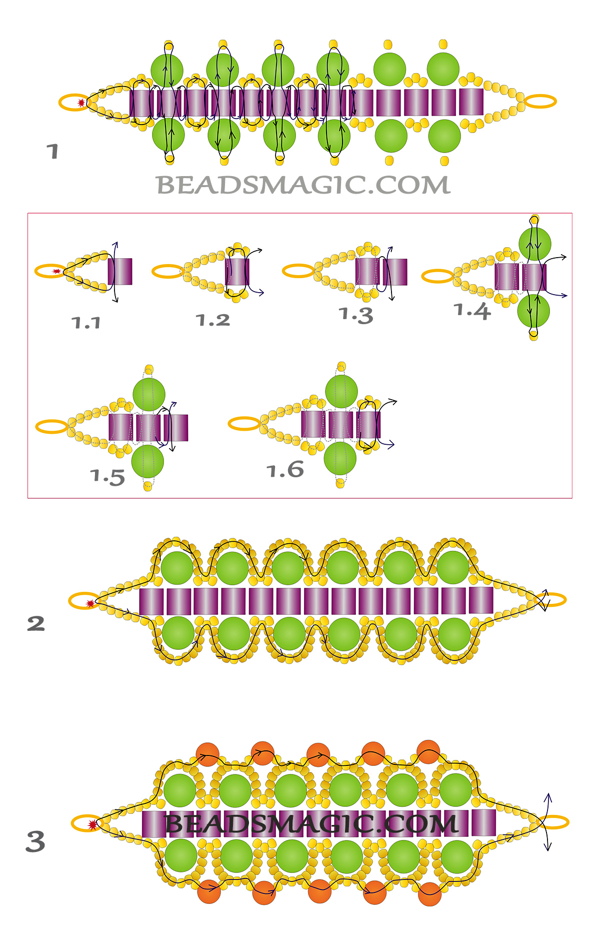 Free pattern for beaded bracelet Summer Field | Beads Magic