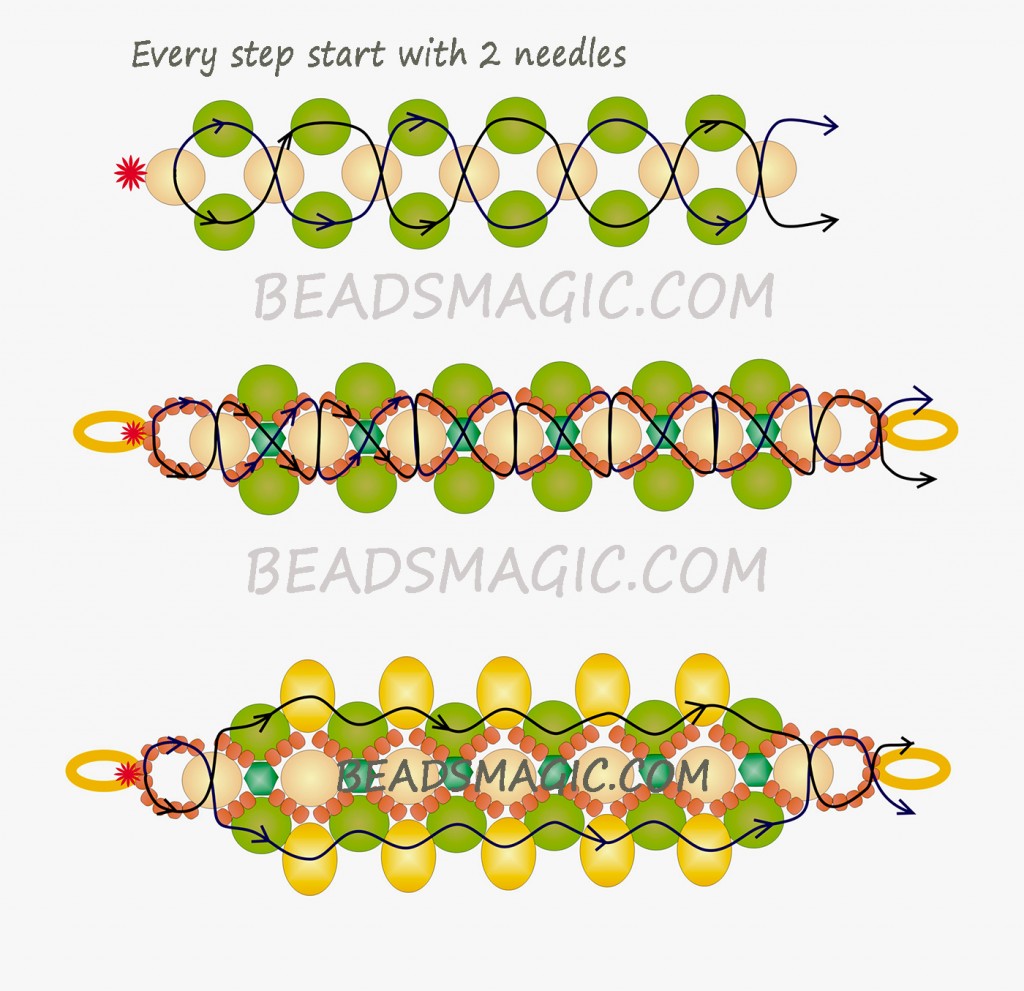 Free pattern for beaded bracelet Sedge | Beads Magic