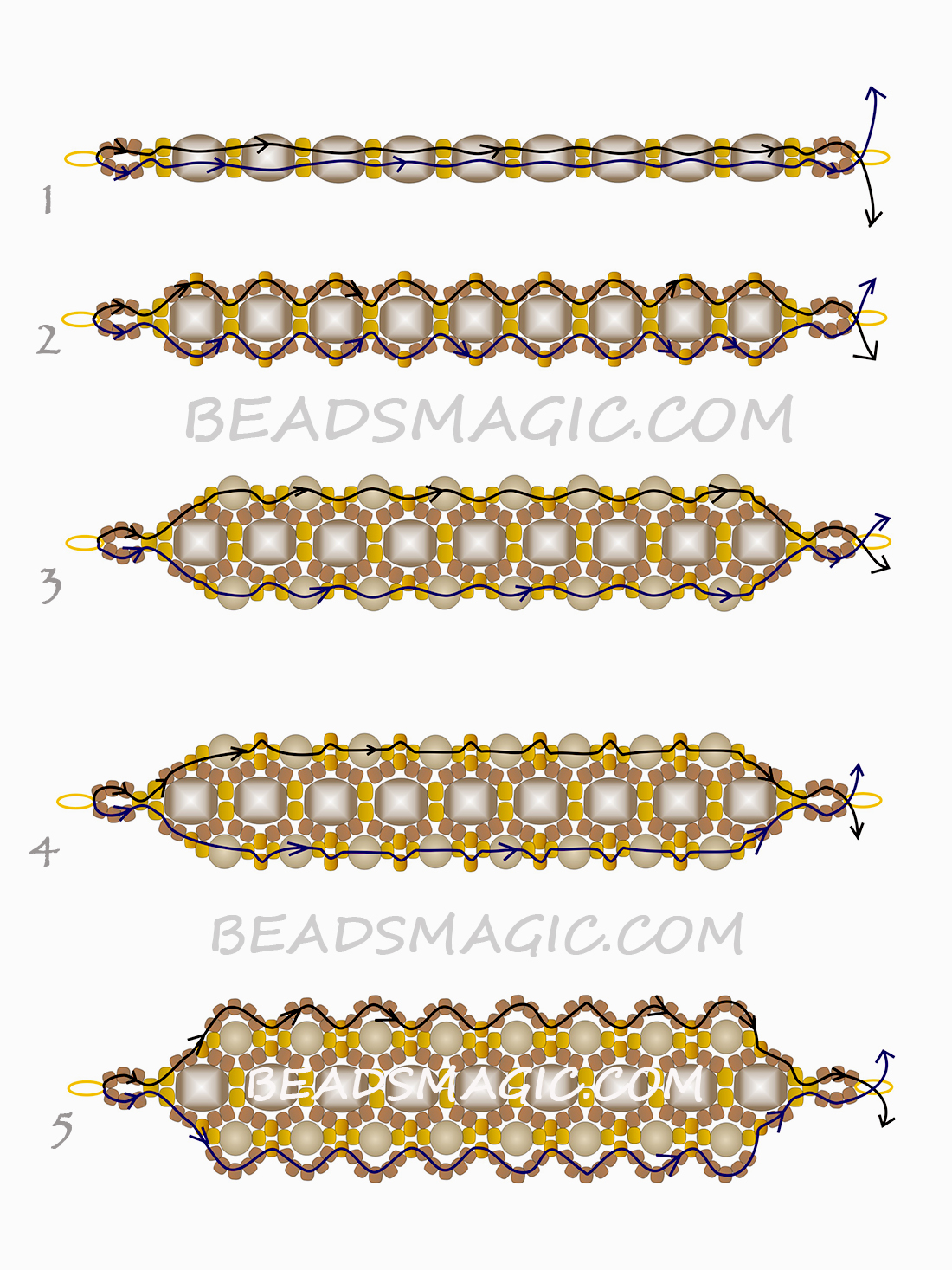 Free beaded pattern for bracelet Dark Honey | Beads Magic