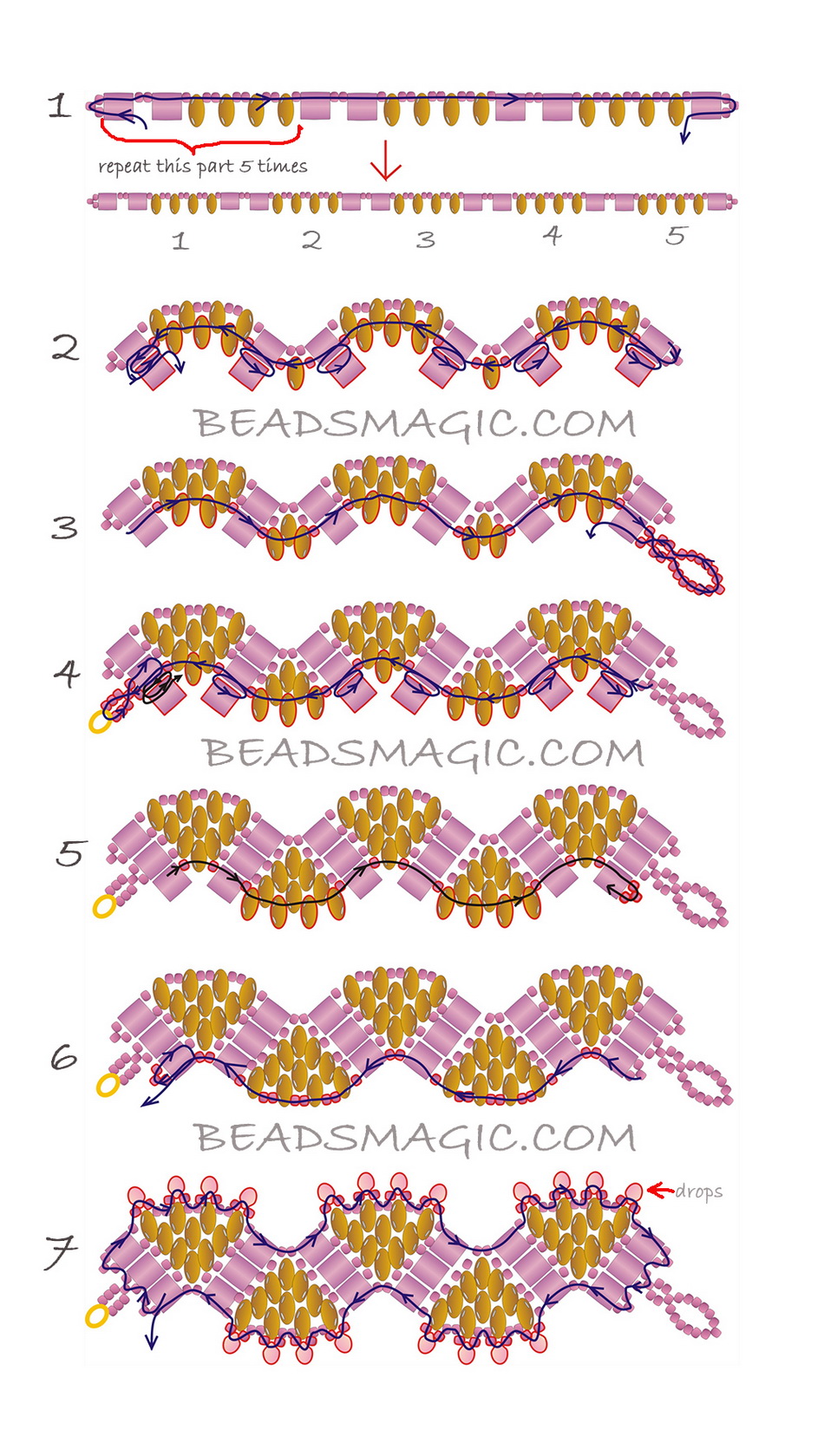 free-beading-pattern-bracelet-tutorial-beadwork-cuff-2