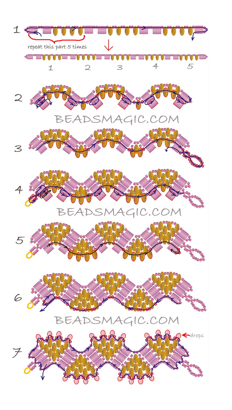 Free pattern for bracelet Princess Crown Beads Magic