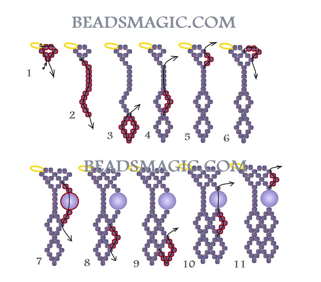 Free pattern for beaded necklace Opium | Beads Magic