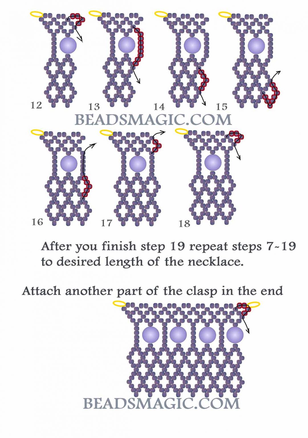 Free pattern for beaded necklace Opium | Beads Magic