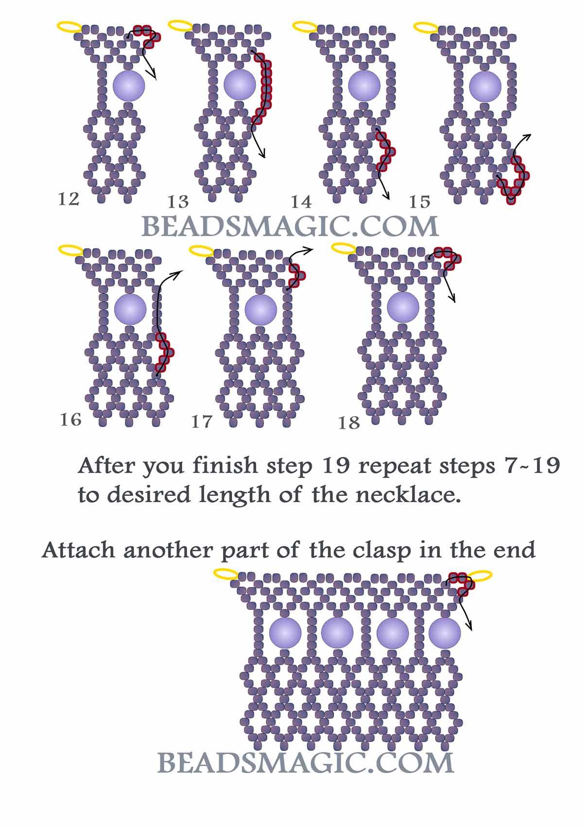 toho beads, miyuki, free tutorial necklace, free pattern necklace, superduo, beadwork, bead pattern, bead tutorial