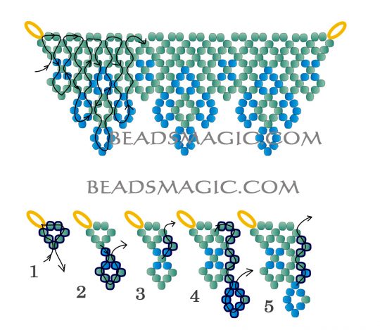 Free pattern for necklace Blue Cross | Beads Magic