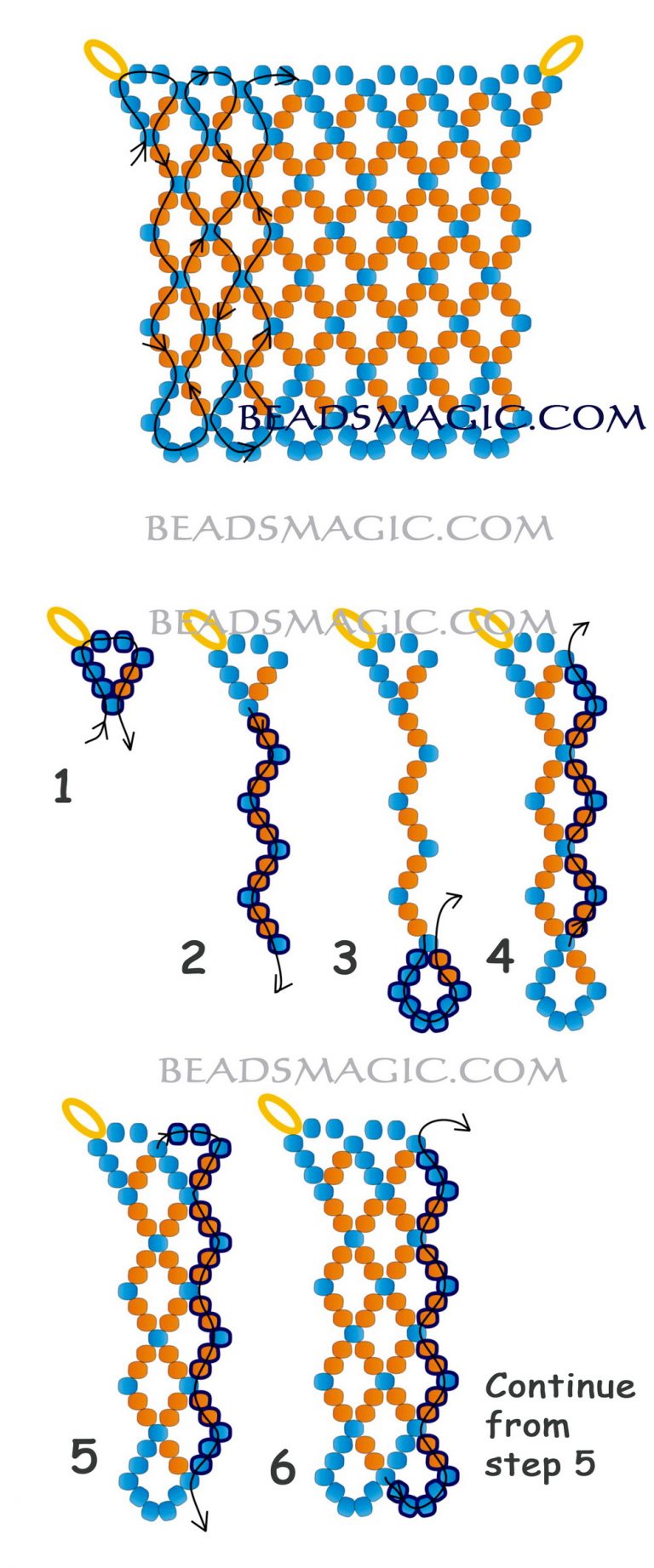 Free pattern for necklace Orange Summer | Beads Magic