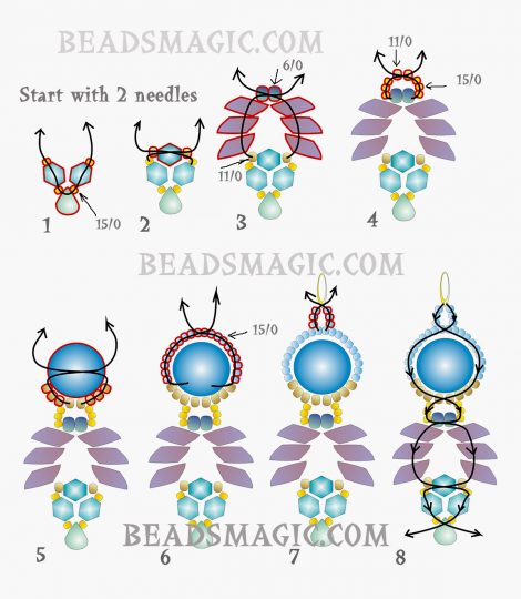 Free pattern for beaded earrings Paloma | Beads Magic