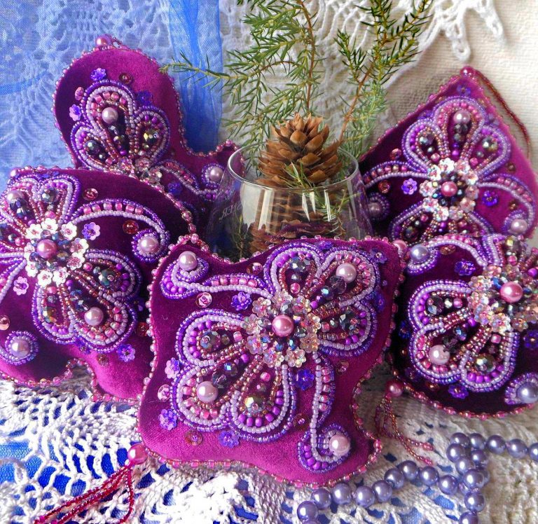 Beautiful embroidered Christmas Ornaments | Beads Magic