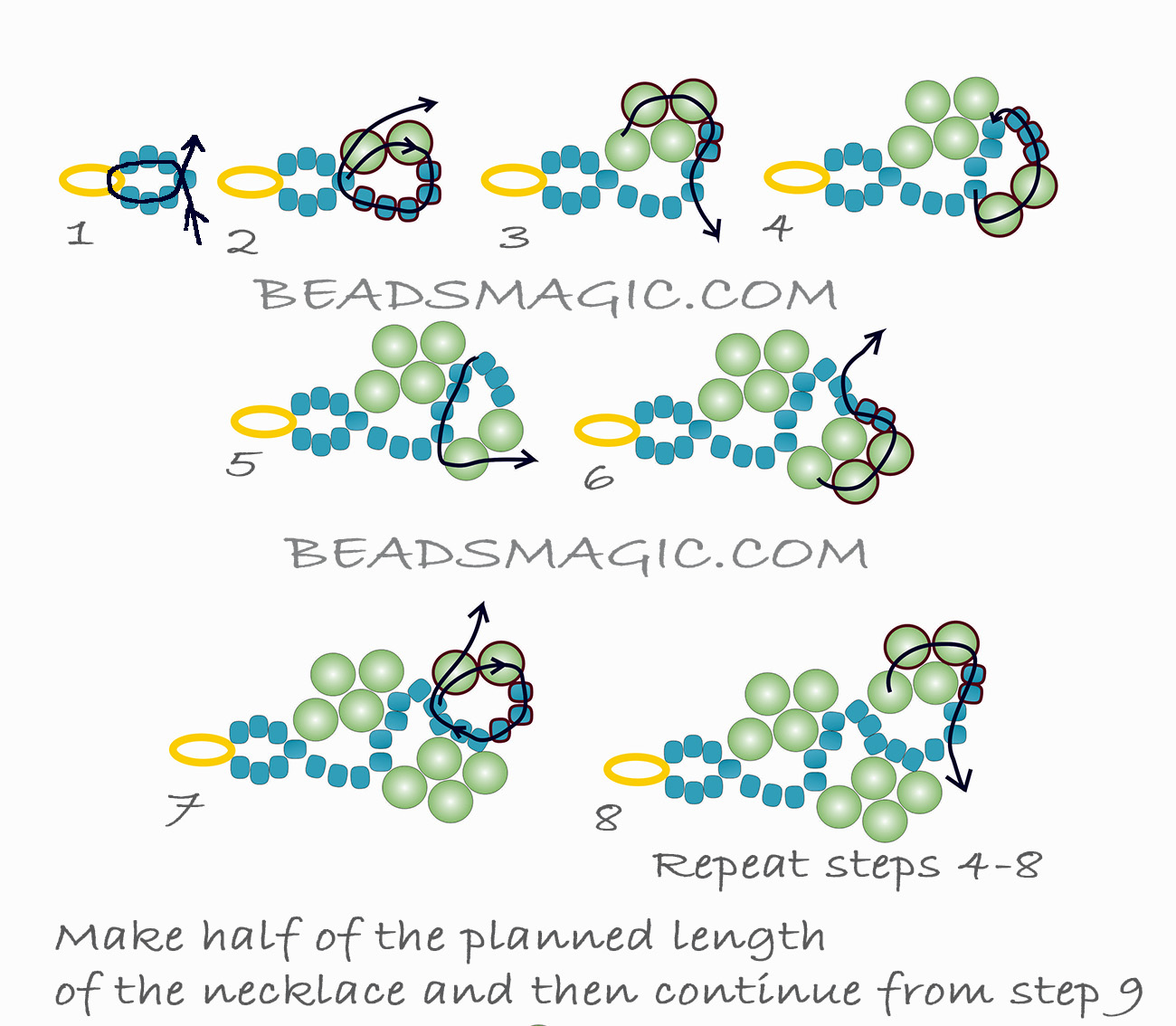 Free pattern for necklace Magnolia | Beads Magic