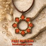 Beaded pendant, seed beads, beading, beadweaving, beadwork, diy pendant, peyote stitch, brick stitch, peyote pattern, free beading pattern, free beading tutroial, step by step instructions, diy