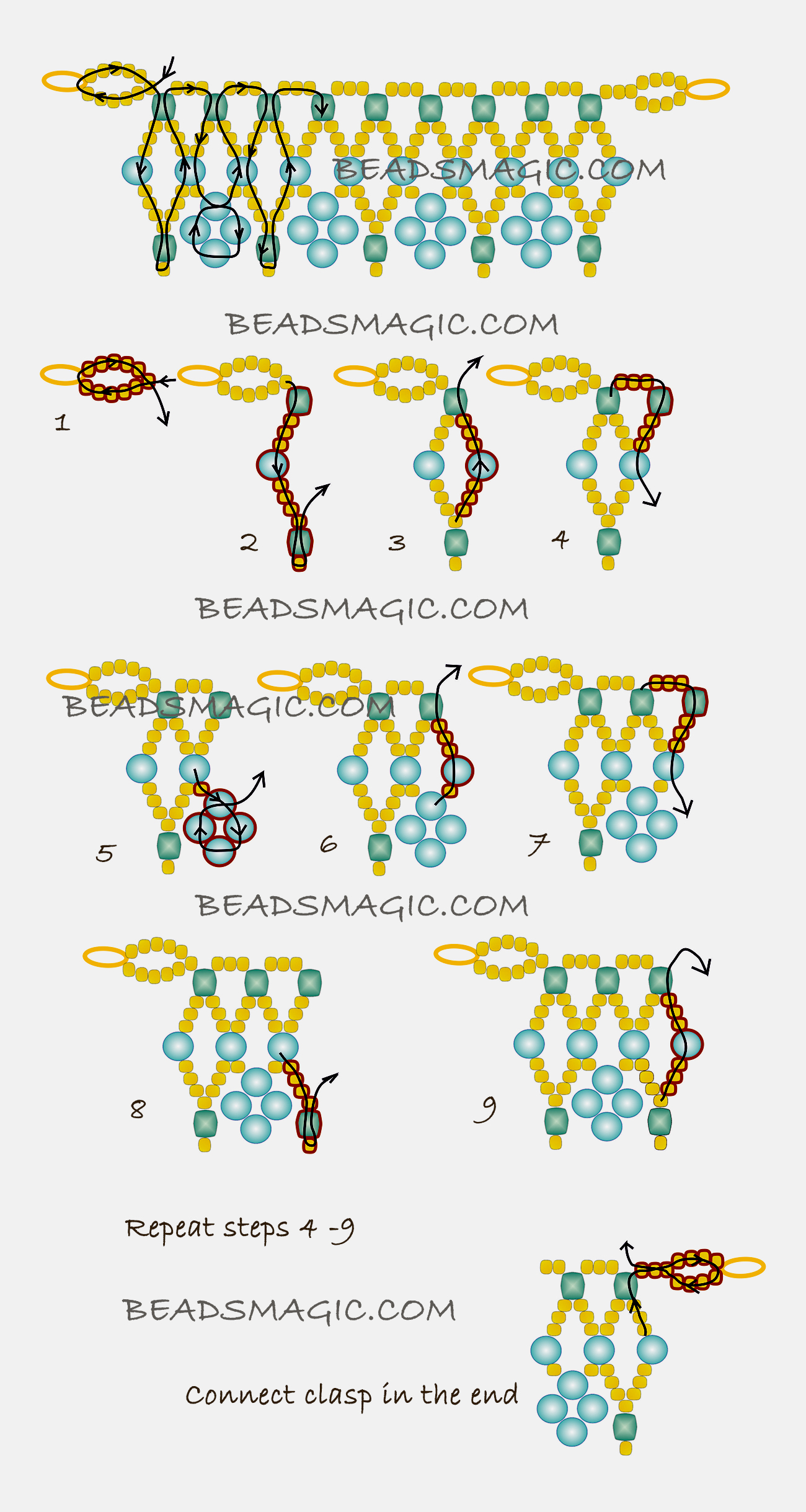 Free pattern for beaded necklace Verushka | Beads Magic