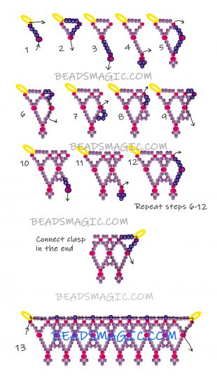 Free pattern for beaded necklace Maroon | Beads Magic
