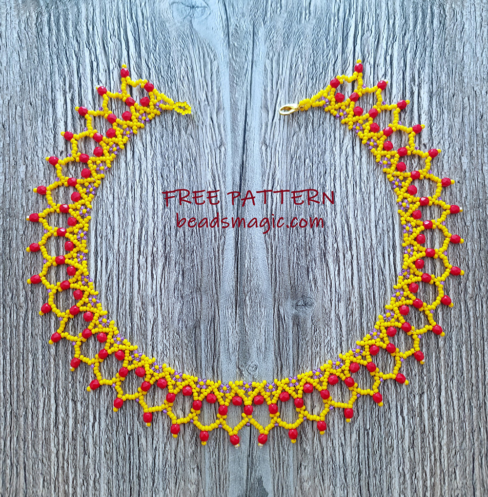 free beading tutorial necklace pattern beadwork yellow beadsmagic 1