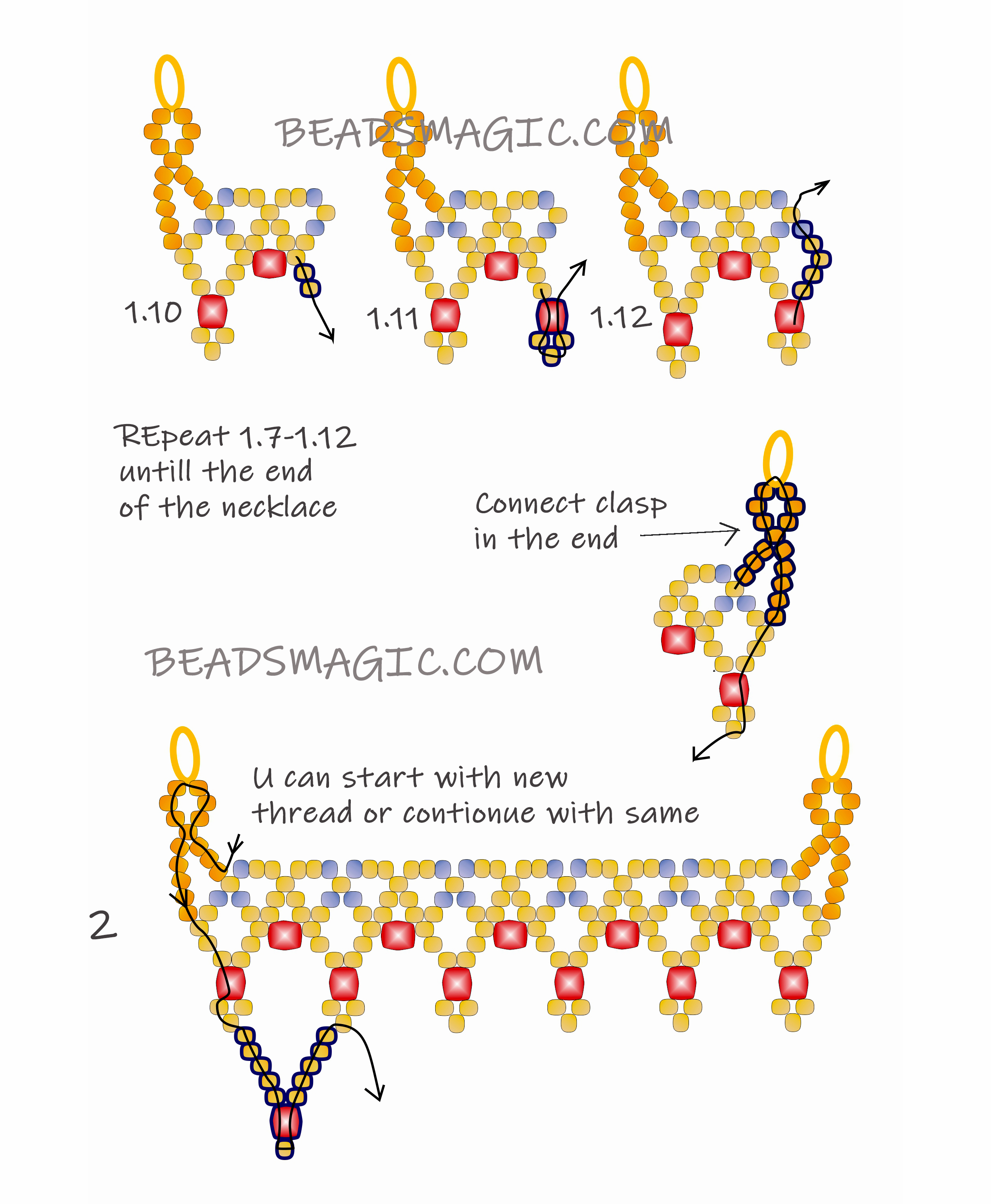 seed beads, beading tutorial, beading instruction, necklace tutorial