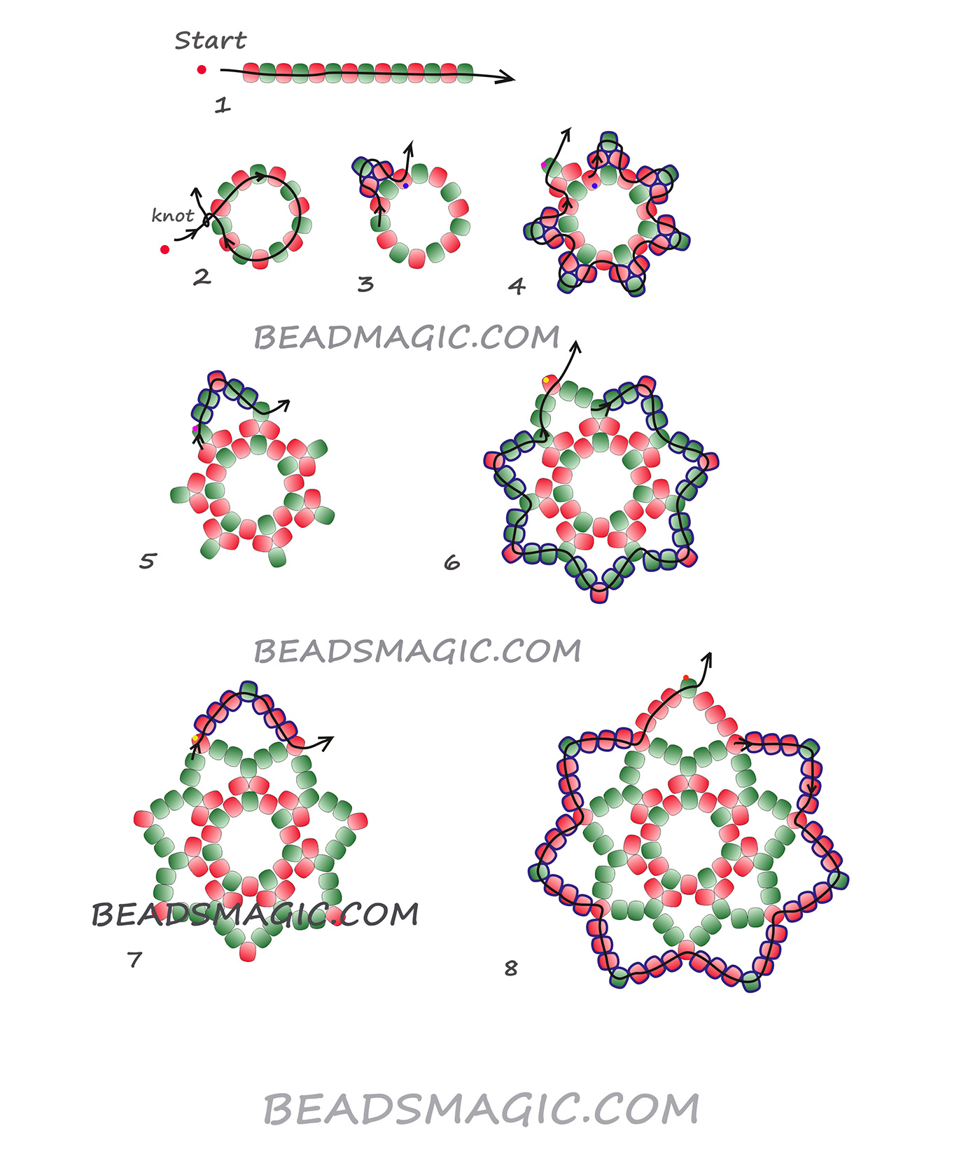 Simple beading pattern for Christmas Earrings - Beads Magic
