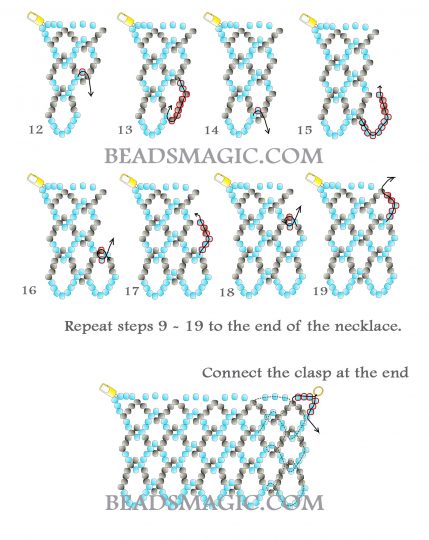 Free tutorial for beaded necklace Feathers | Beads Magic