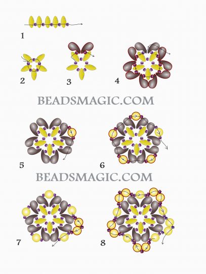 free beading pattern pendant tutorial zoliduo superduo crystal pearls 1 1