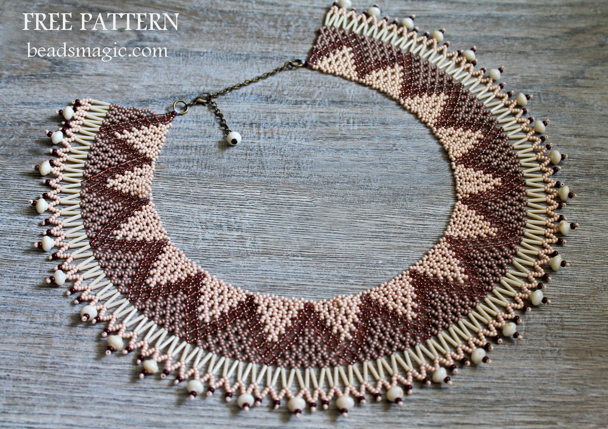 Free pattern for beaded necklace Zefir | Beads Magic