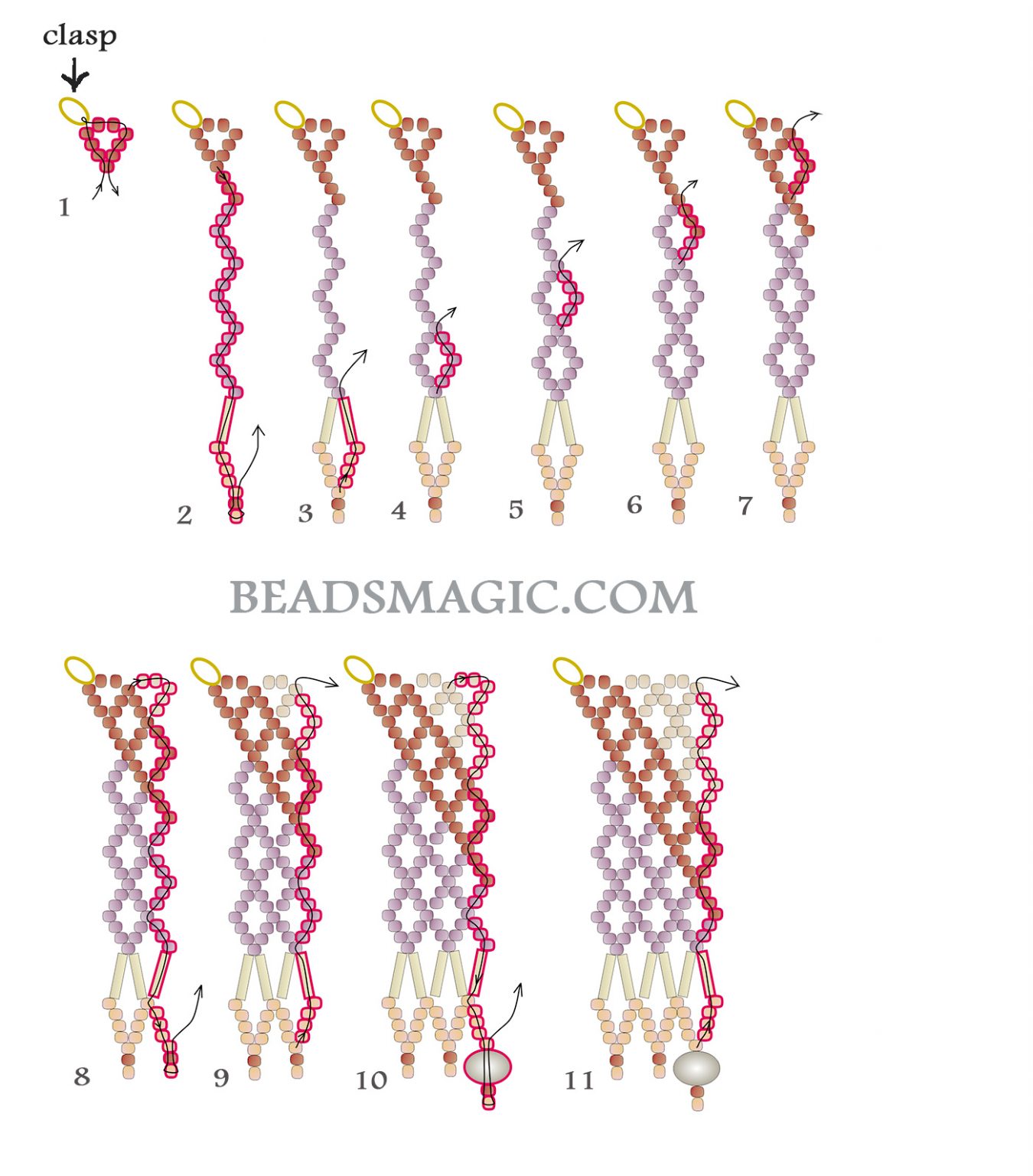 Free beading pattern for necklace Cappuccino Beads Magic