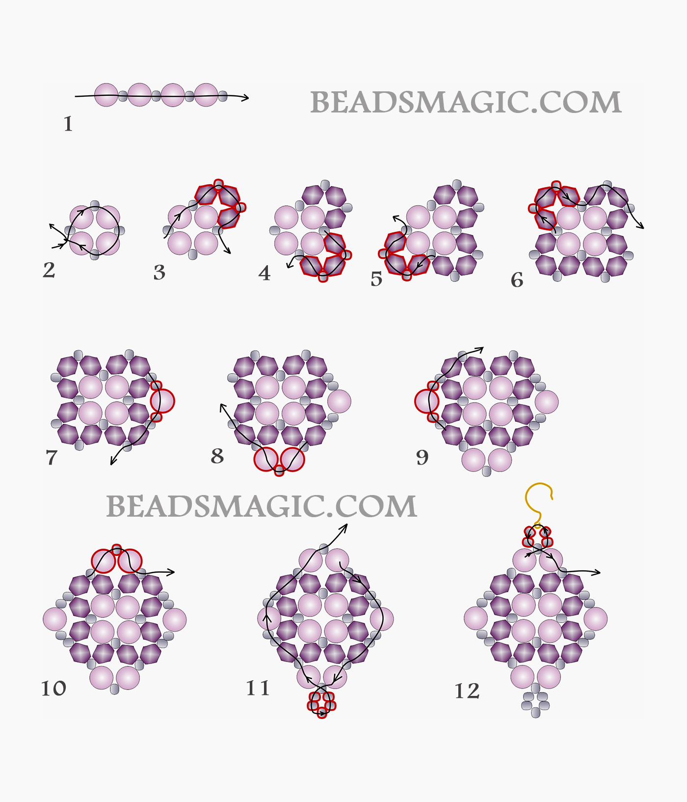 Free beading pattern for earrings Luna | Beads Magic