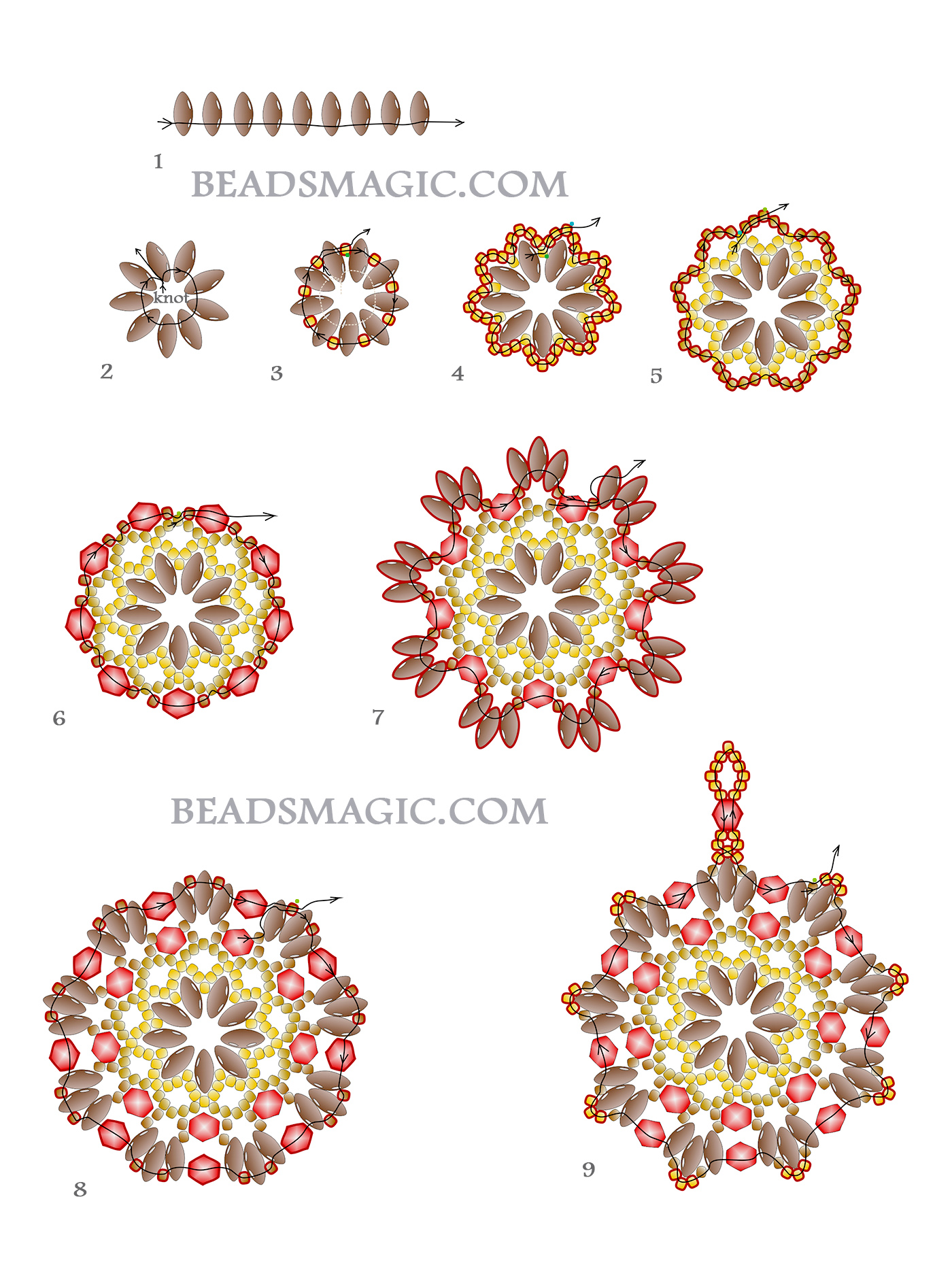 Free beading pattern for pendant Arwen Beads Magic