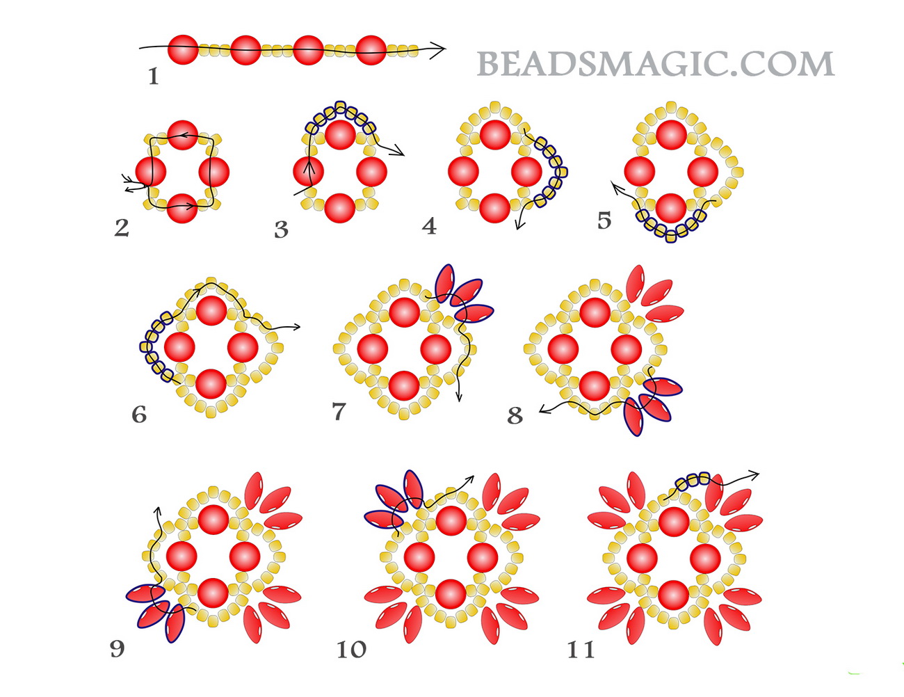 free beading pattern for pendant or earrings in indonesian and bali style