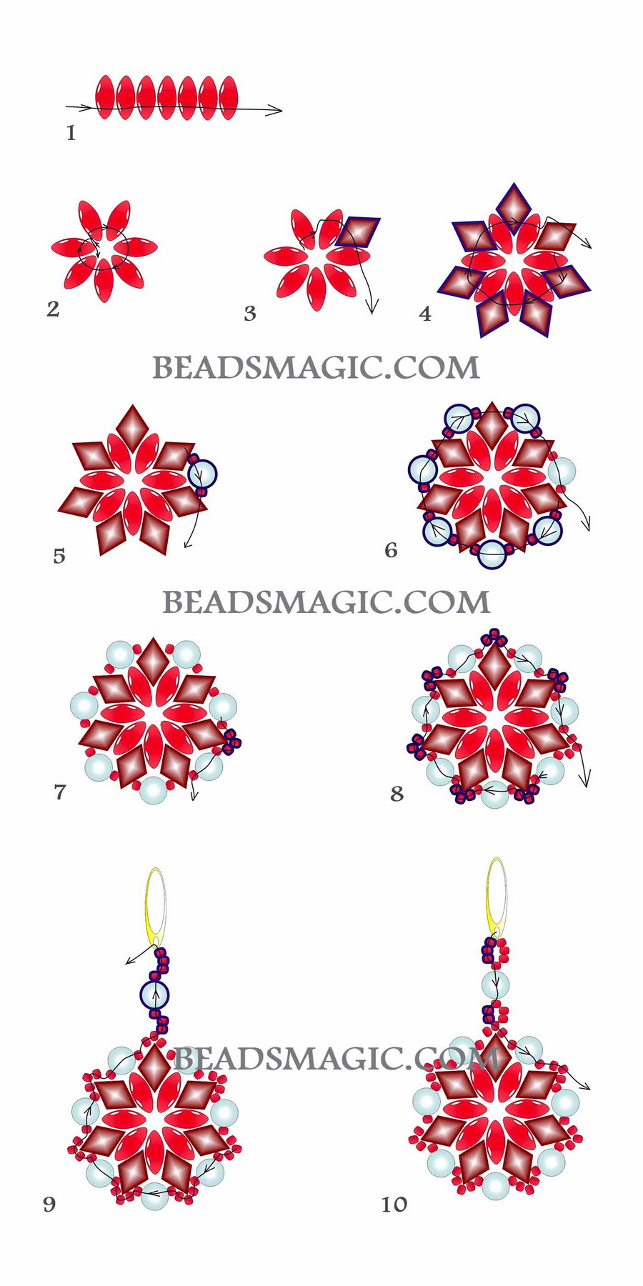 Free beading tutorial for earrings with gemduo and superduo