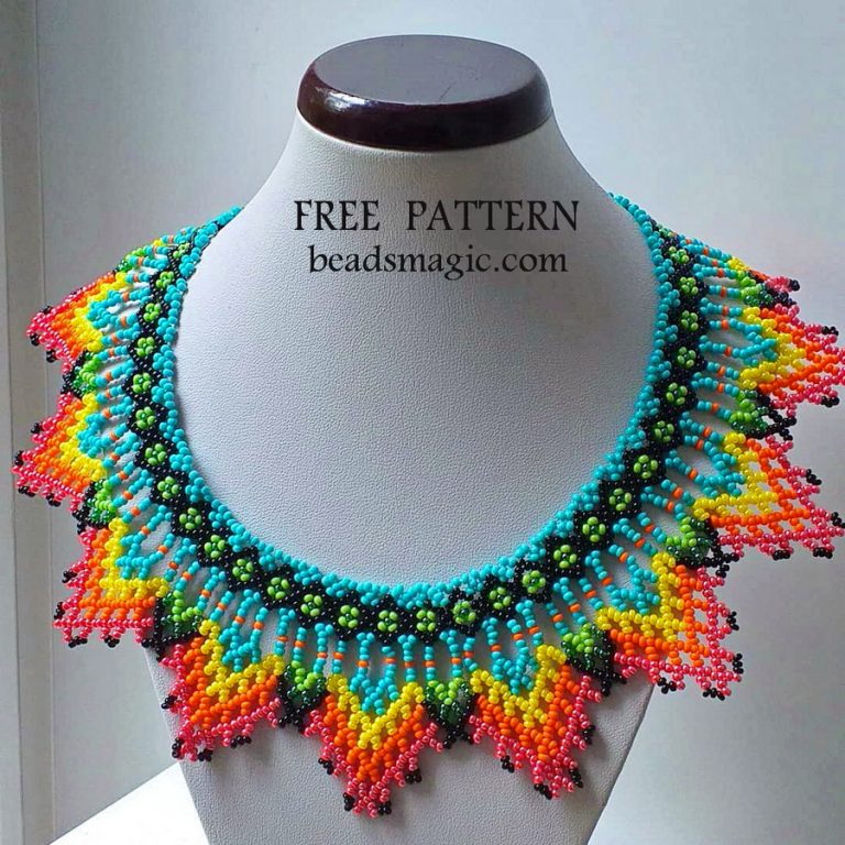 Free pattern for Native American necklace Amitola | Beads Magic