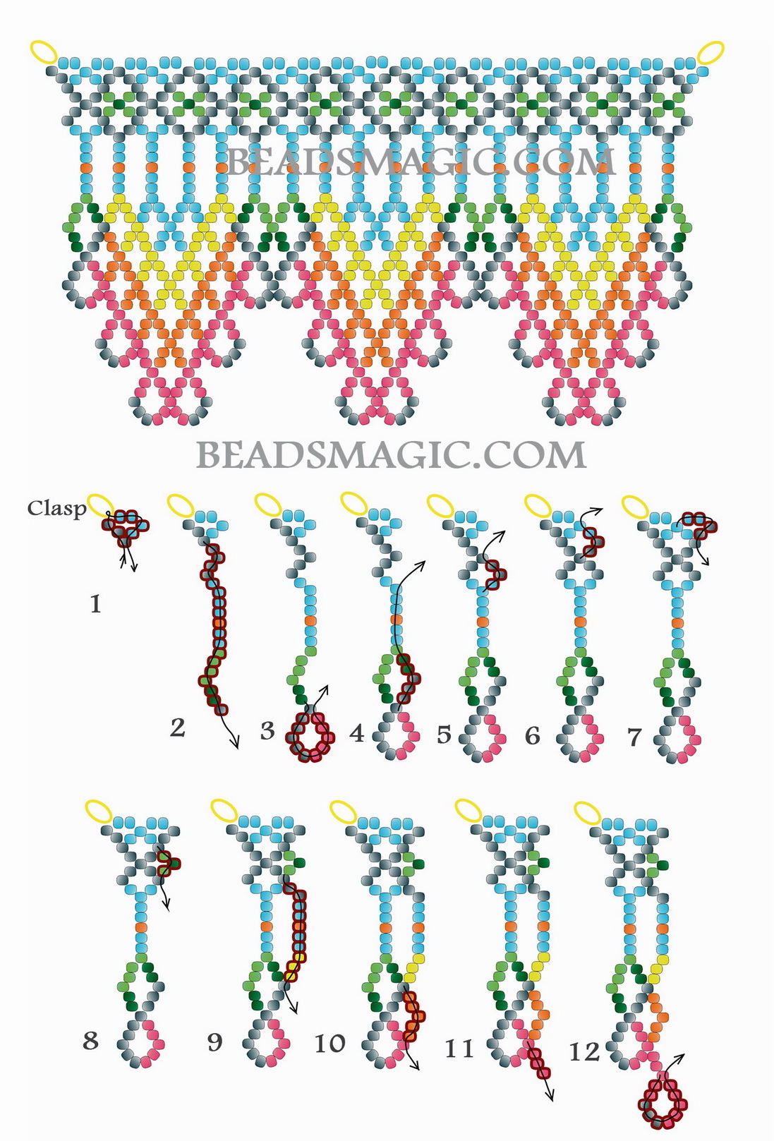 Free pattern for Native American necklace Amitola | Beads Magic