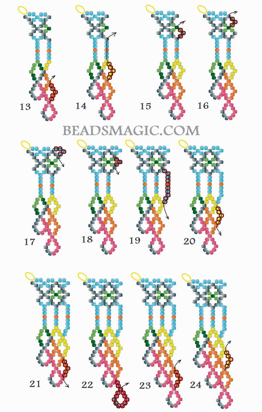 Free pattern for Native American necklace Amitola | Beads Magic