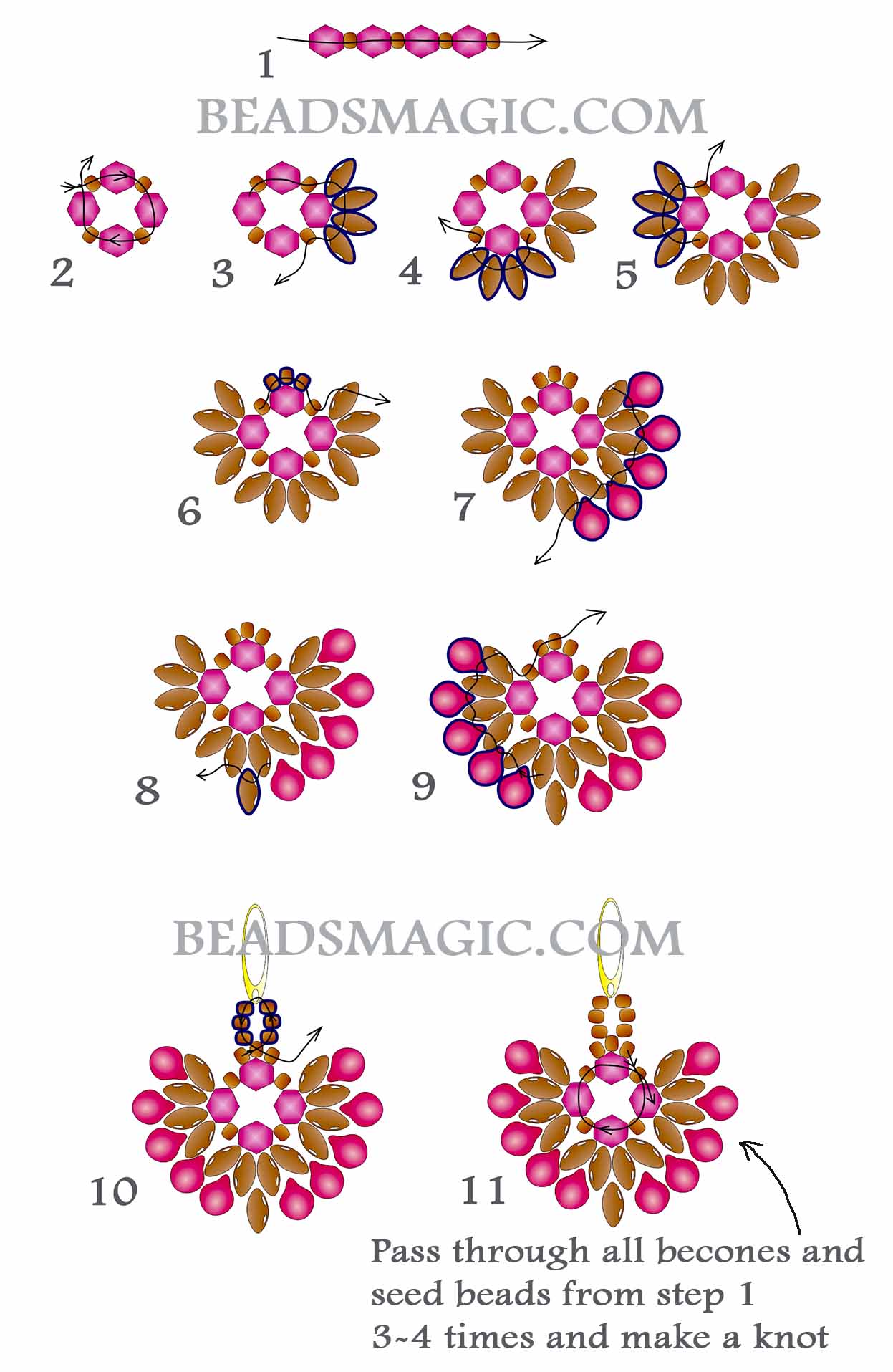 Free bead pattern for earrings Teo | Beads Magic