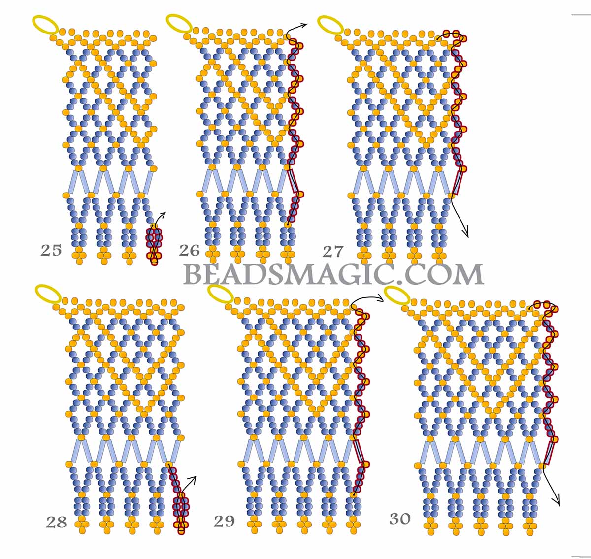 huichol necklace tutorial, huichol jewelry pattern, mexican necklace, seed beads pattern, free bead tutorial, beadwork tutorial