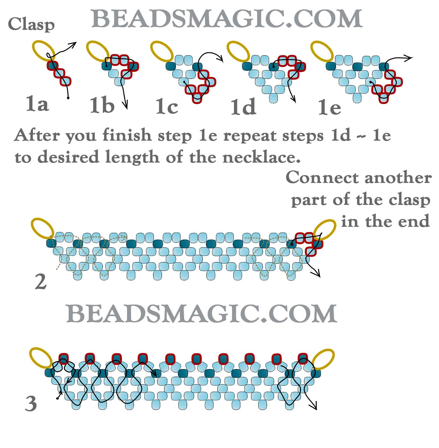 Free beading pattern for necklace Pearlescent Blue | Beads Magic