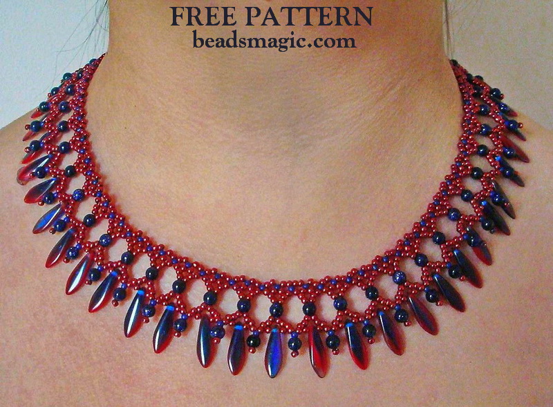 Free tutorial for necklace Nina with dagger beads | Beads Magic