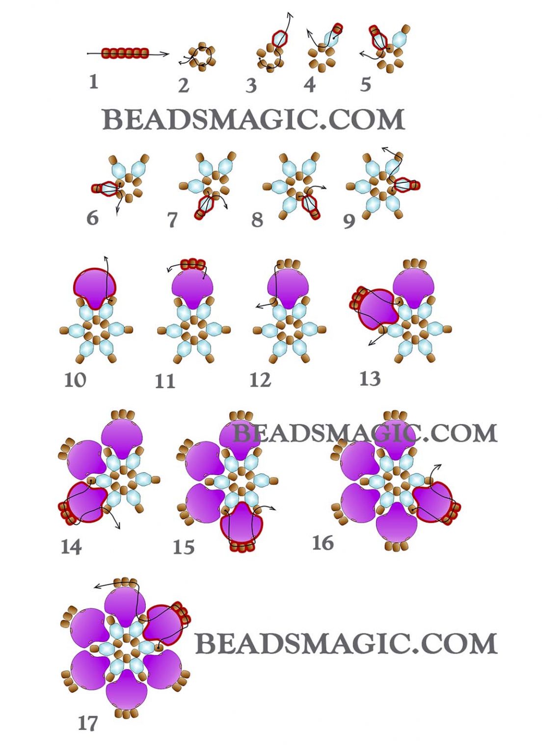 Free pattern for earrings Flora + video tutorial Beads Magic