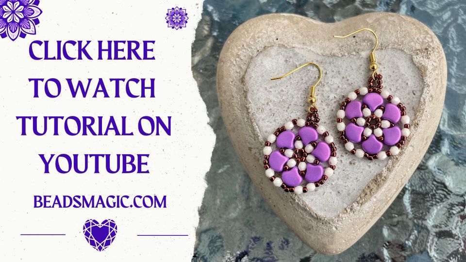 beaded earrings pattern, ginko beads, free beading tutorial, bead beginner, seed beads pattern, beaded earrings, video tutorial, bead tutorial, beading pattern, beading tutorial