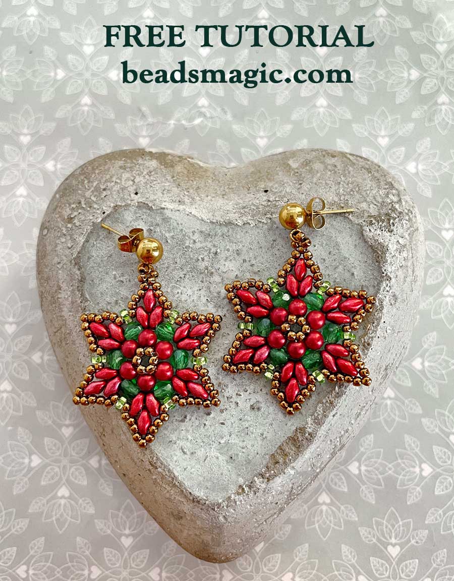 Beaded Poinsettia Earrings