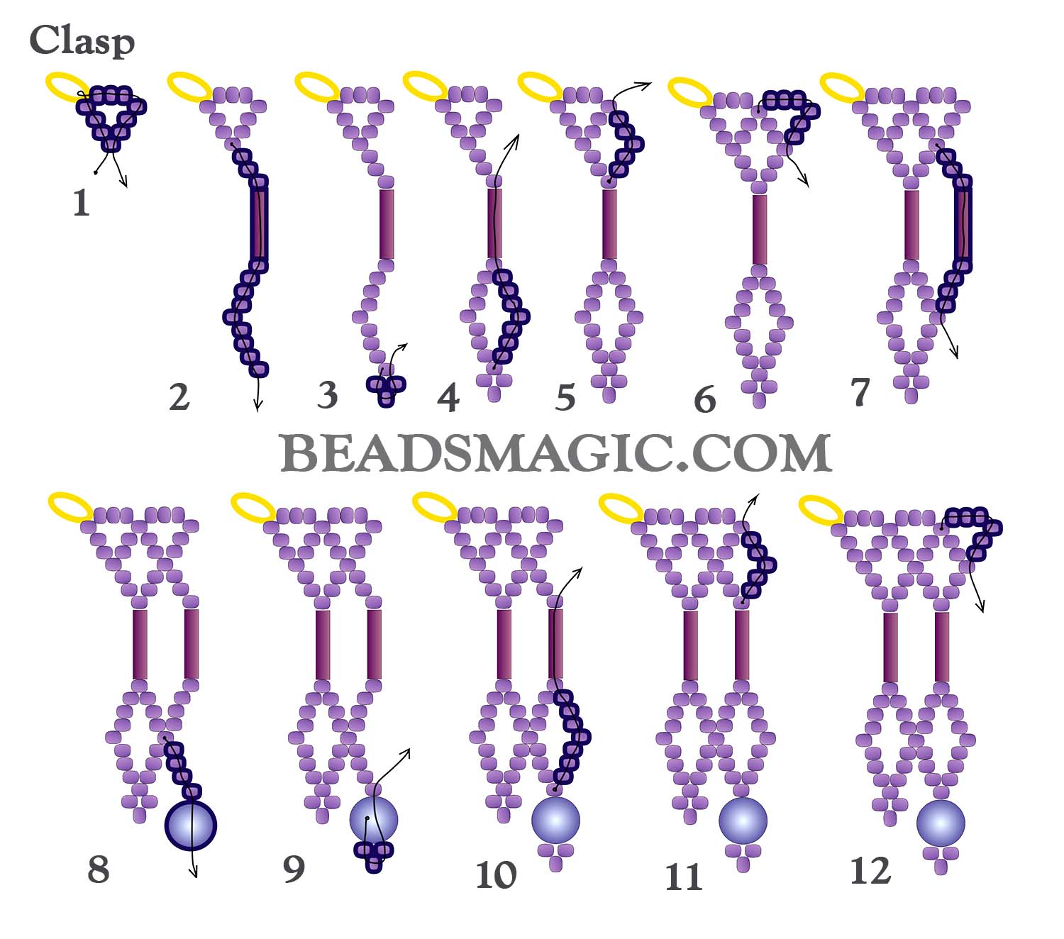 Free beading pattern for necklace, seed beads, round beads, bugles, beaded necklace, basic netting stitch, Bead netting, bead beginner, step-by-step beading instructions, seed beads necklace, beading tutorial, diy jewelry, bead pattern 