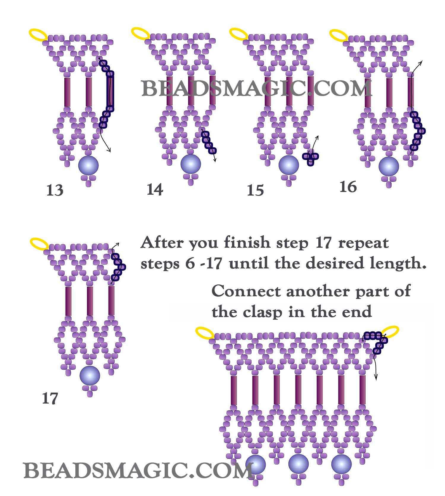 Free beading pattern, seed beads, round beads, bugles, beaded necklace, basic netting stitch, Bead netting, bead beginner, beading instructions, seed beads necklace, beading tutorial, diy jewelry, bead pattern 
