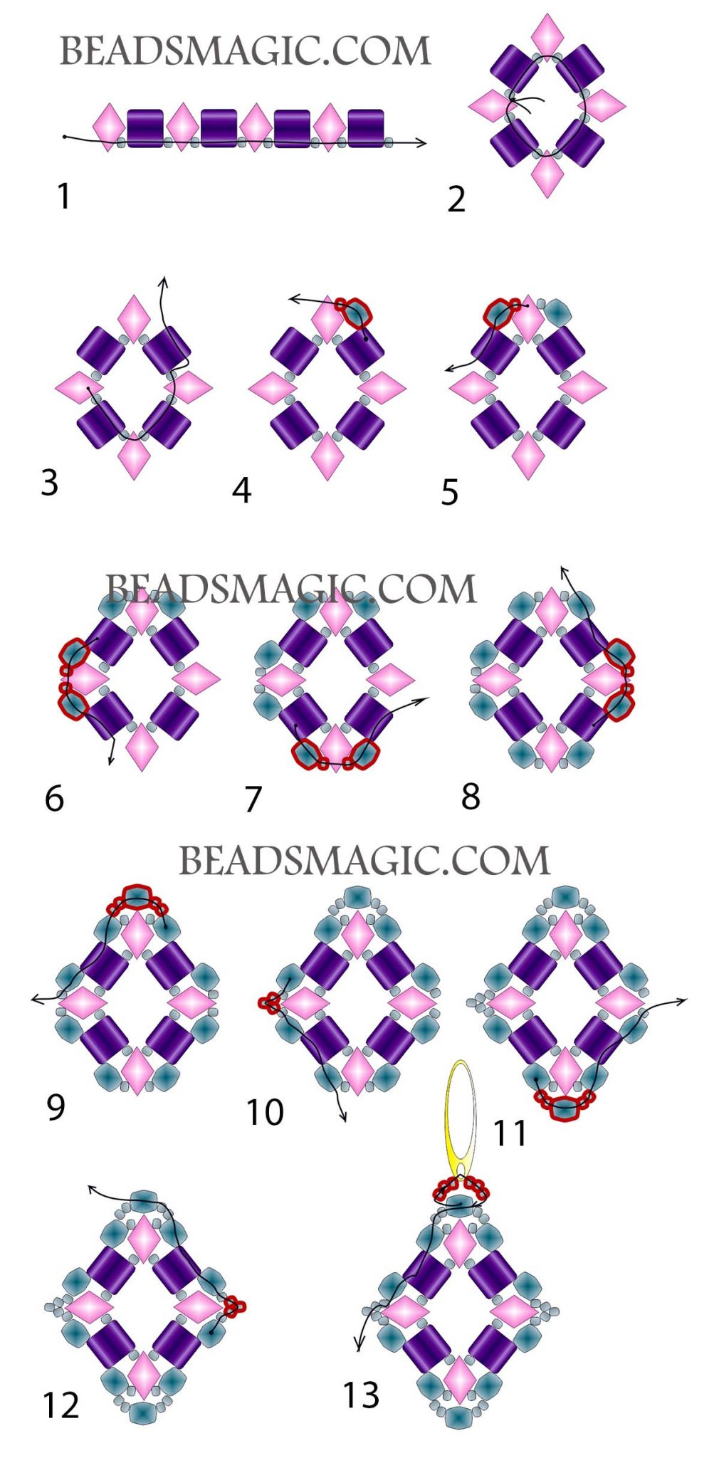 Free bead pattern and Video tutorial for earrings Zoe | Beads Magic